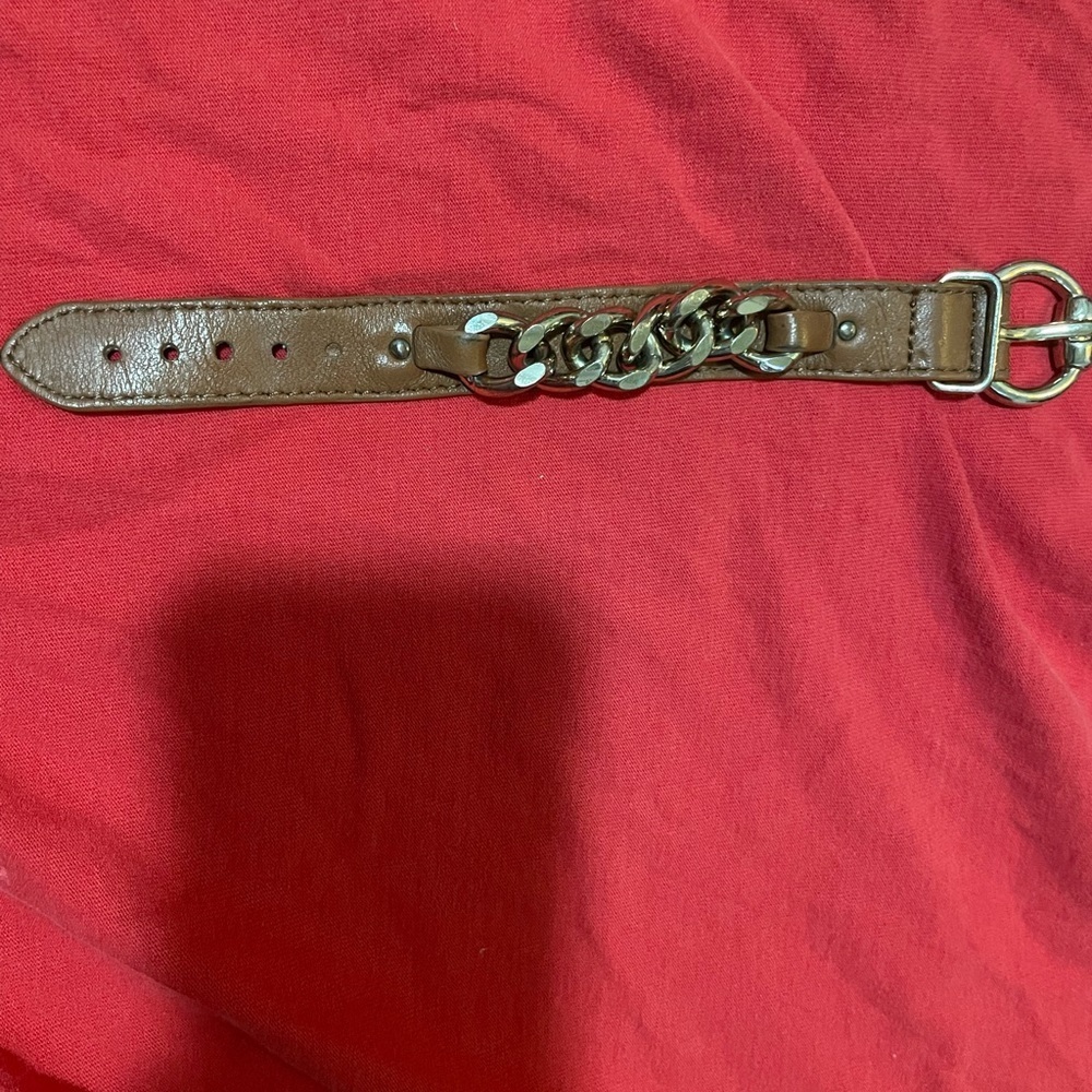 2 of Brown Leather and Gold Chain Womens Belt bracelet - Picture 11 of 16